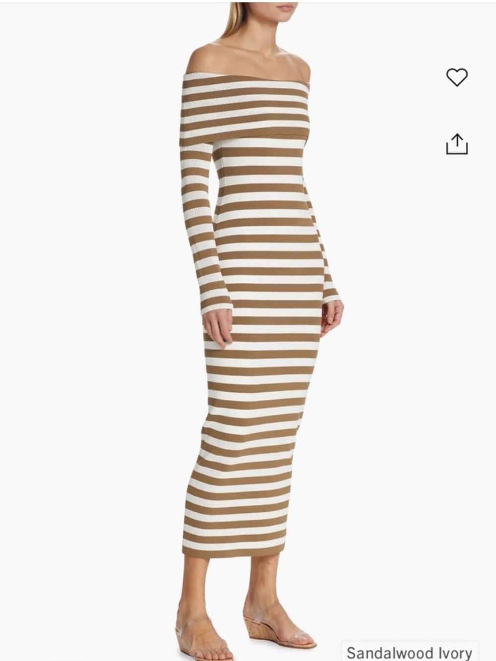 Lela Rose / NWT Sandalwood & Ivory Off The Shoulder Striped Midi Dress